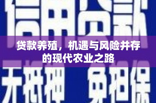黄梅贷款养殖，机遇与风险并存的现代农业之路