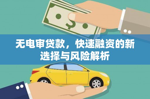 板桥无电审贷款，快速融资的新选择与风险解析