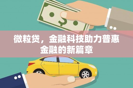 莱西微粒贷，金融科技助力普惠金融的新篇章