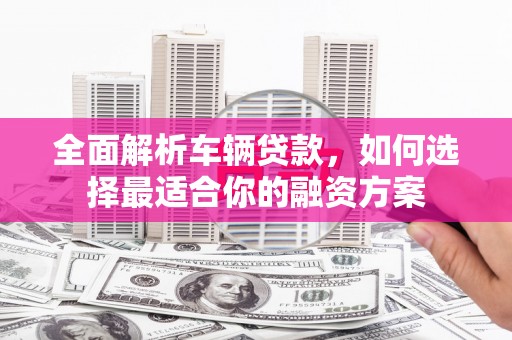 维西全面解析车辆贷款，如何选择最适合你的融资方案